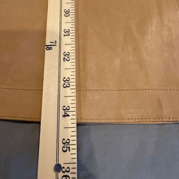 Vince Lamb Leather Shift Dress Tank Tan Front Pockets Light Size 10 READ - Picture 13 of 14